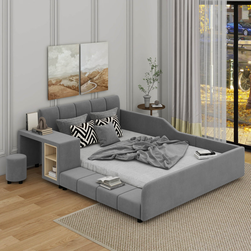 George Oliver Full Size Upholstered Grounded Bed, Mother & Child